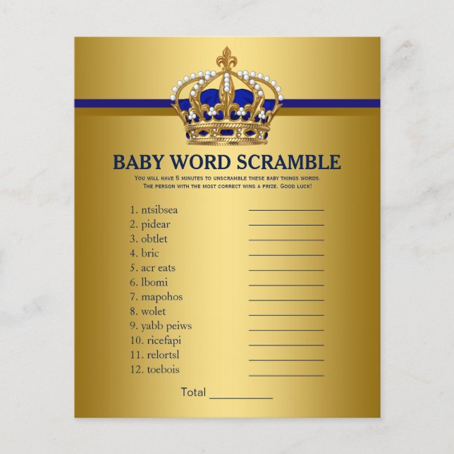 Prince Crown Baby Shower Games (Front)