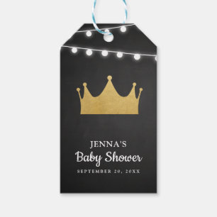 Prince Crown Baby Shower Gold Foil Chalkboard Gift Tags