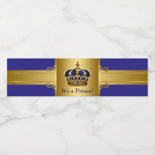 Prince Crown Baby Shower Water Bottle Labels