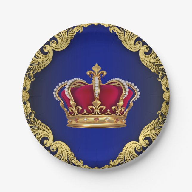 Prince Crown Royal Baby Shower Paper Plate (Front)