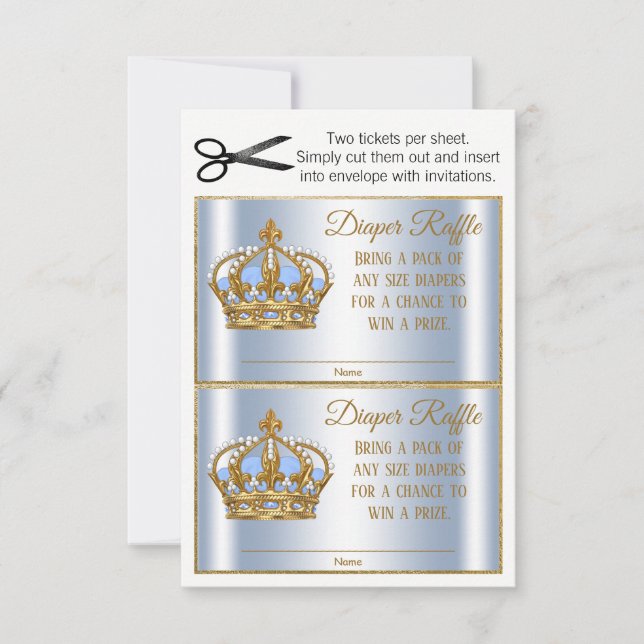 Prince Diaper Raffle Tickets Invitation (Front)