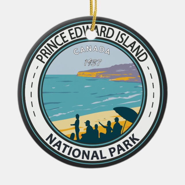 Prince Edward Island National Park Beach Badge Ceramic Ornament (Front)