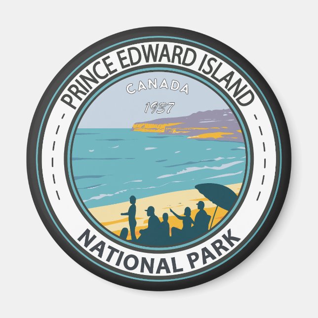 Prince Edward Island National Park Beach Badge Magnet (Front)