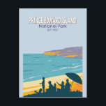 Prince Edward Island National Park Beach Vintage Postcard<br><div class="desc">Prince Edward Island National Park vector art design. The Park is situated along the island's north shore,  fronting the Gulf of St. Lawrence.</div>