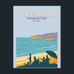 Prince Edward Island National Park Beach Vintage Postcard<br><div class="desc">Prince Edward Island National Park vector art design. The Park is situated along the island's north shore,  fronting the Gulf of St. Lawrence.</div>