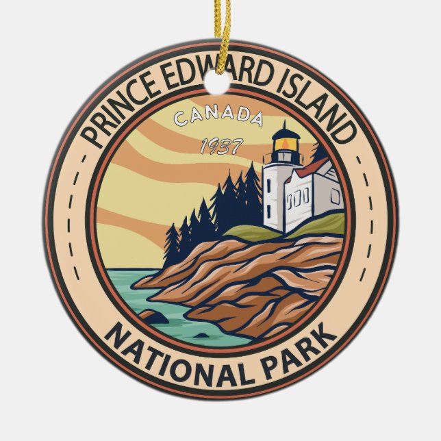 Prince Edward Island National Park Canada Badge Ceramic Ornament (Front)