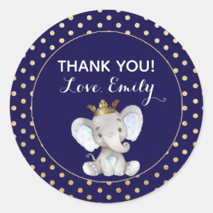 Prince elephant blue gold favour label