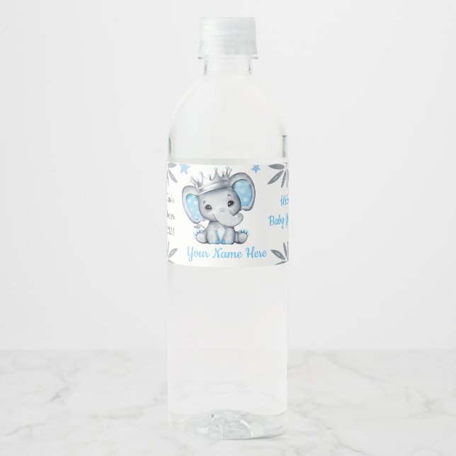 Prince Elephant Blue Silver Crown Water Label  (Front)