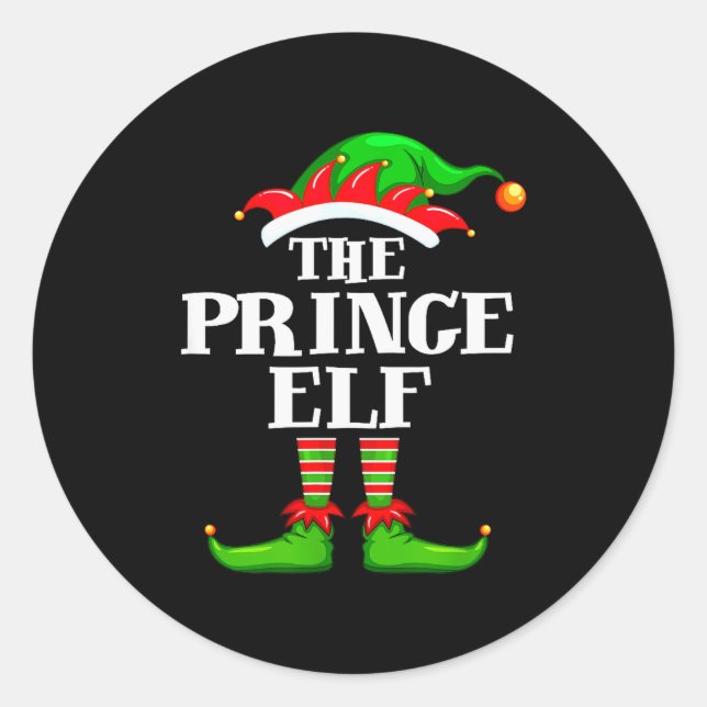Prince Elf Matching Family Group Christmas Party P Classic Round Sticker (Front)