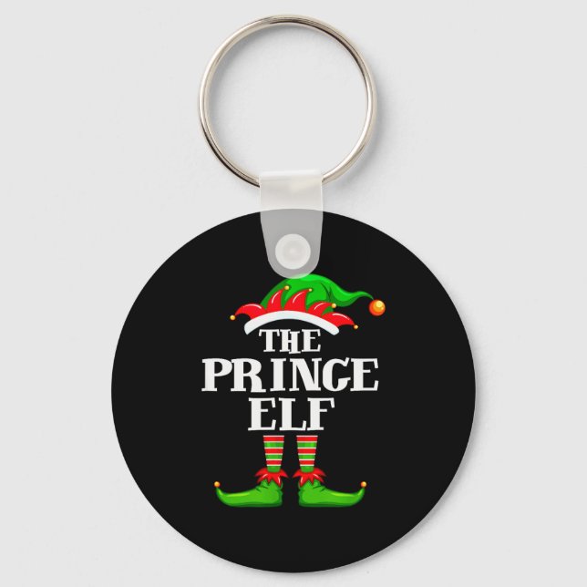 Prince Elf Matching Family Group Christmas Party P Keychain (Front)