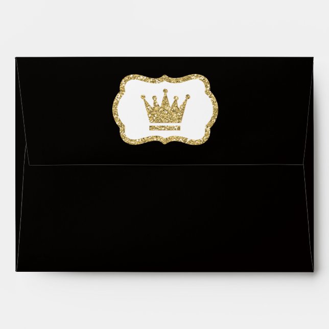 Prince Envelope in Black and Faux Gold (Back (Top Flap))