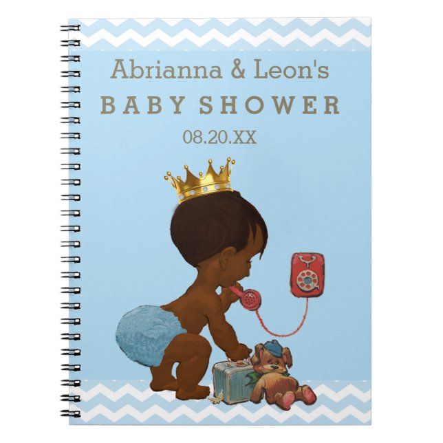Prince ethnique au téléphone Baby shower livre d'i (Devant)
