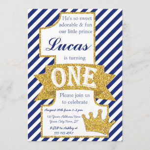Prince First Birthday Invitation with Envelopes