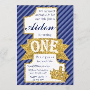 Prince First Birthday Invitation with Envelopes