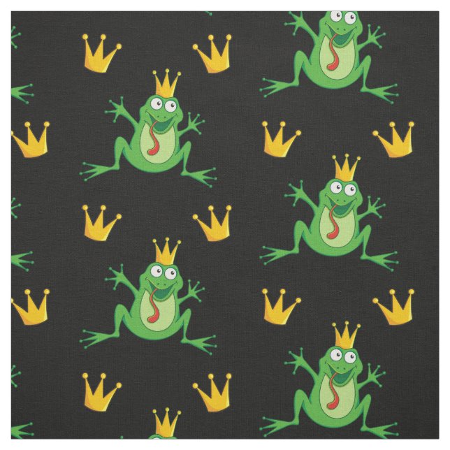 Prince Frog with Crowns Pattern Fabric (Swatch)