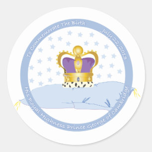 Prince George of Cambridge Pillow and Crown Classic Round Sticker