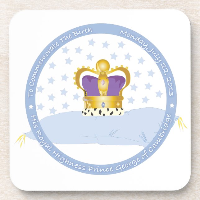 Prince George of Cambridge Pillow and Crown Coaster (Front)