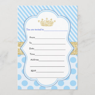 Prince Gold Glitter Birthday Invitation complètent
