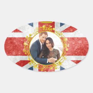 Prince Harry and Meghan Markle Oval Sticker