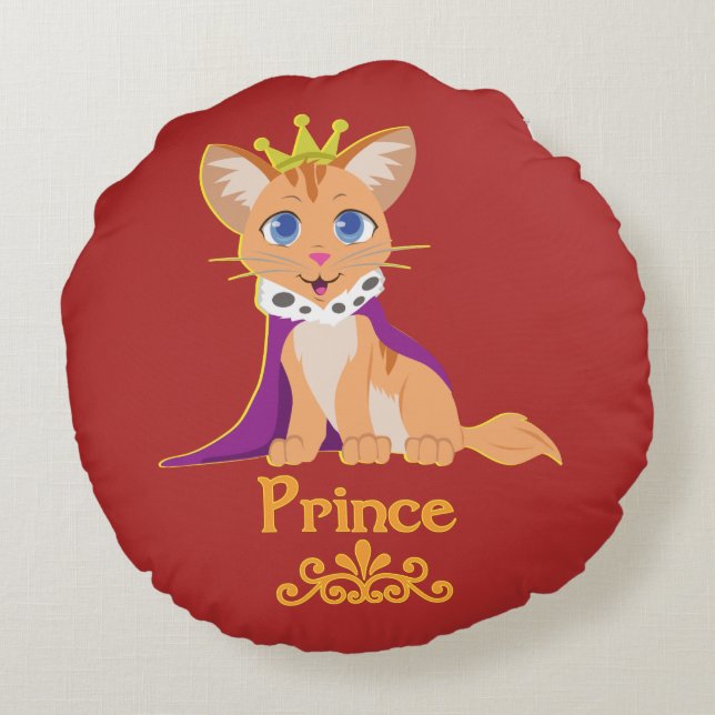 Prince Kitten Round Pillow (Back)