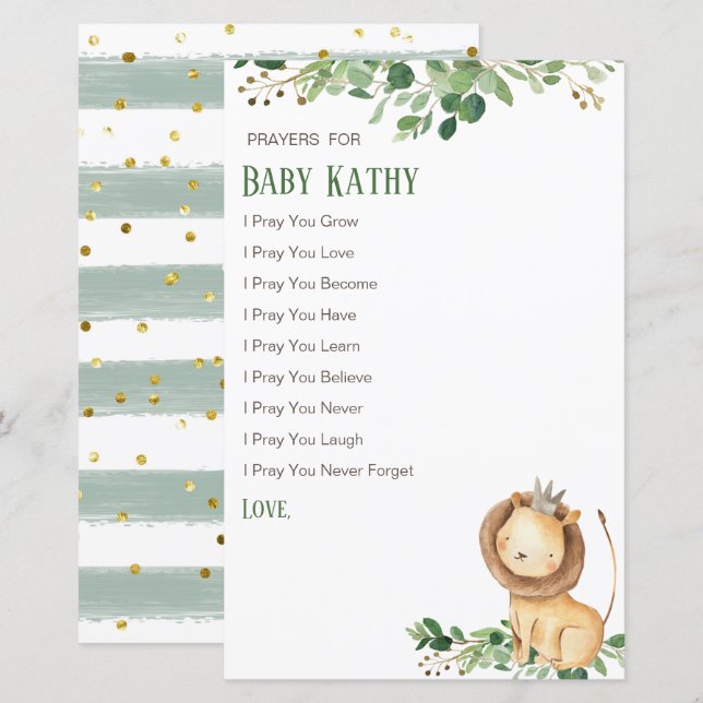 Prince Lion Greenery Floral Prayers for Baby (Front/Back)