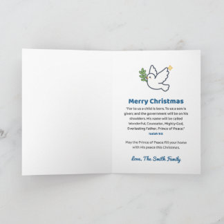 Prince of Peace Personalized Christmas Dove Card