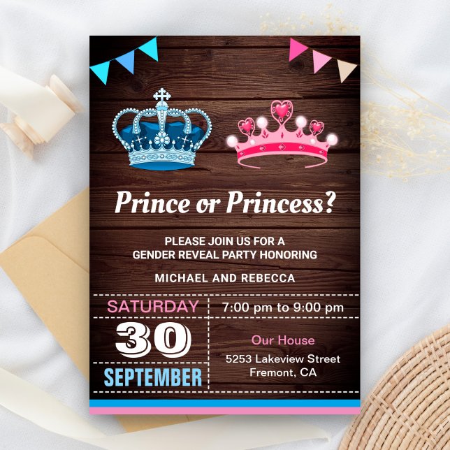 Prince or Princess Gender Reveal Party Invitation (Creator Uploaded)