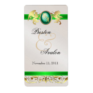 Prince & Princess Green Jewel Vin Mariage Étiquett
