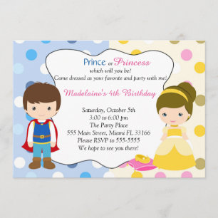 Prince Princess Invitation Enfants Fête d'annivers