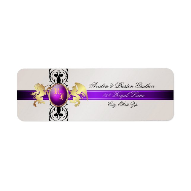 Prince & Princess Purple Champange Address Labels (Front)