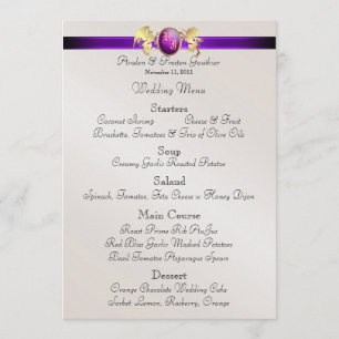 Prince & Princess Purple Jewel Crest Wedding Menu
