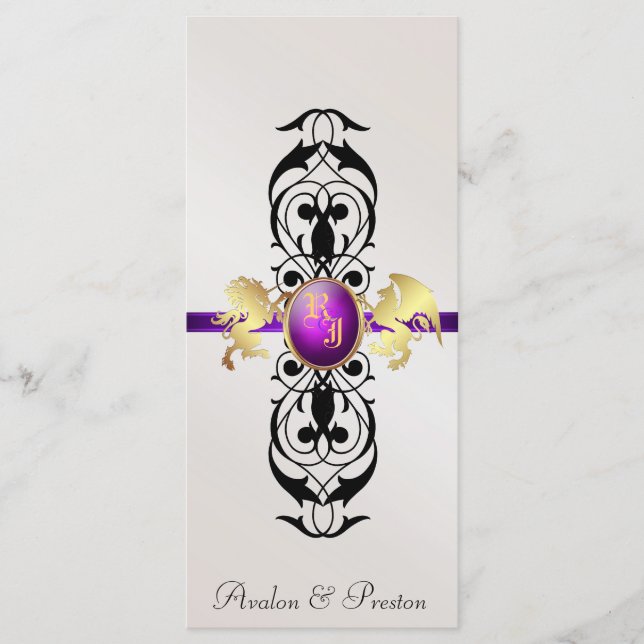 Prince & Princess Purple Jewel Wedding Program (Front)