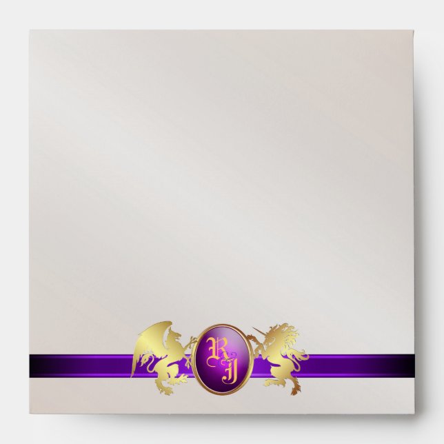 Prince & Princess Purple Ribbon Scroll Envelope (Front)