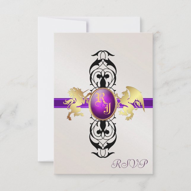 Prince & Princess Purple RSVP Response Invite 2 (Front)