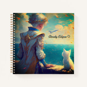 Prince & Princess with Cat Ocean Spiral Notebook