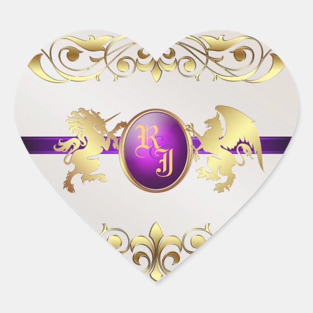 Prince & Princesse Purple Love Coeur Stickers 2 (Devant)