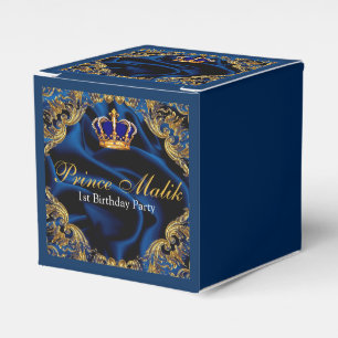 Prince Royal blue and gold crown and silk Favor Box