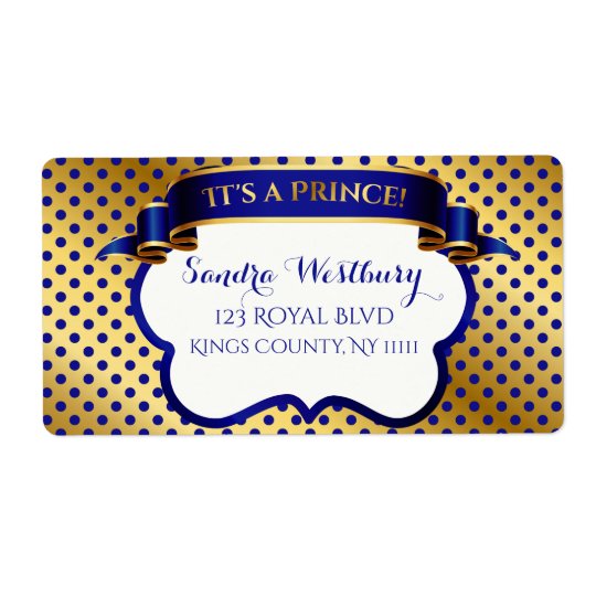 Prince Royal Blue Gold Thank You Gift Address Shipping Label