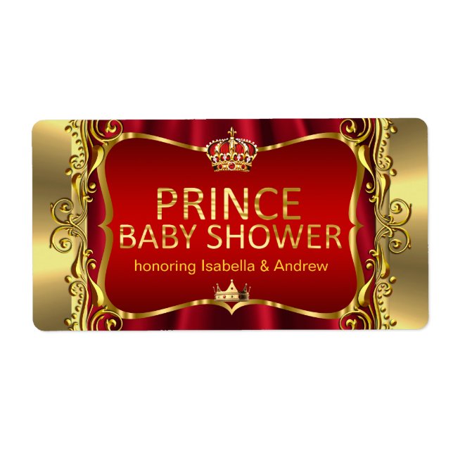 Prince Royal Red Baby Shower Gold Boy (Front)