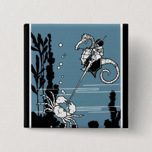 Prince & The Seahorse 2 Inch Square Button