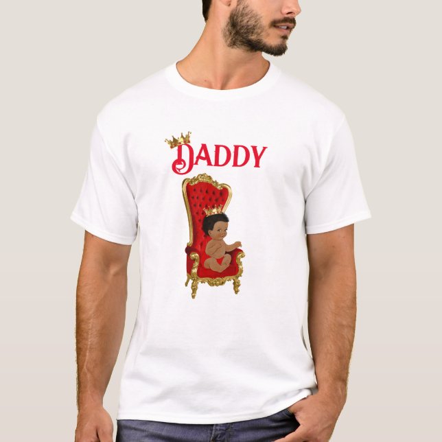 Prince Throne Red Gold African American Baby Boy T-Shirt (Front)