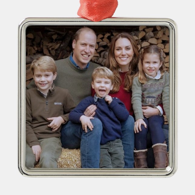 Prince William and family Dec 2020 stylized Metal Ornament (Front)