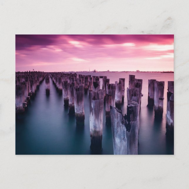 Princes Pier Melbourne Australia Purple Sunset Postcard (Front)