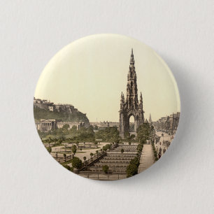 Princes Street, the Castle, and Scott Monument 2 Inch Round Button