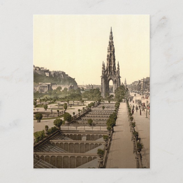 Princes Street, the Castle, and Scott Monument Postcard (Front)