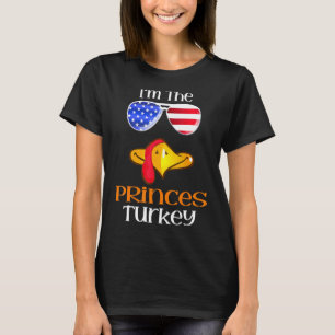 Princes Turkey Face Thanksgiving American Flag Sun T-Shirt