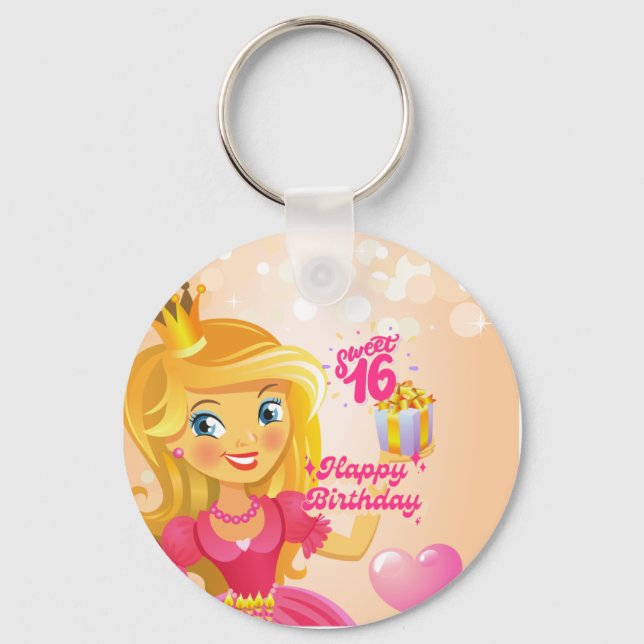 Princess 16th Birthday  Keychain (Front)