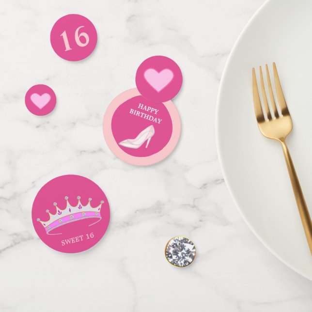 Princess 16th Birthday on rose gold Confetti (Group)