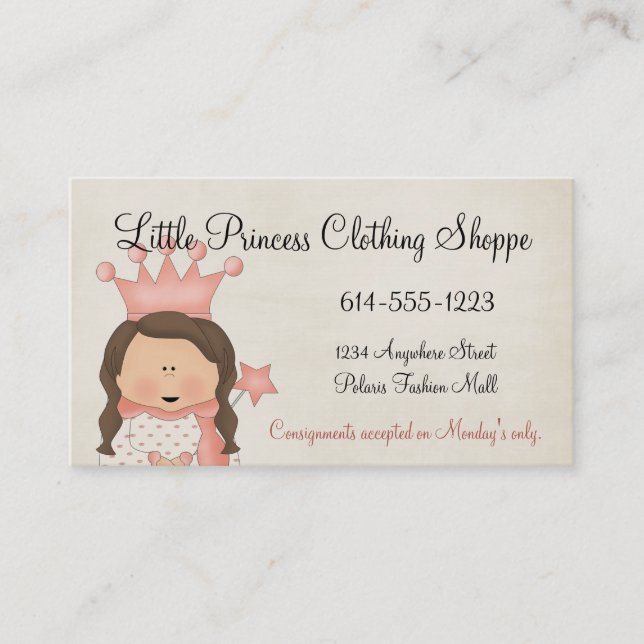 Princess 1 Child Business Cards (Front)