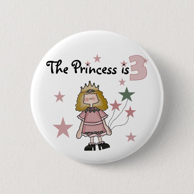 Princess 3rd Birthday Tshirts and Gifts 2 Inch Round Button (Front)